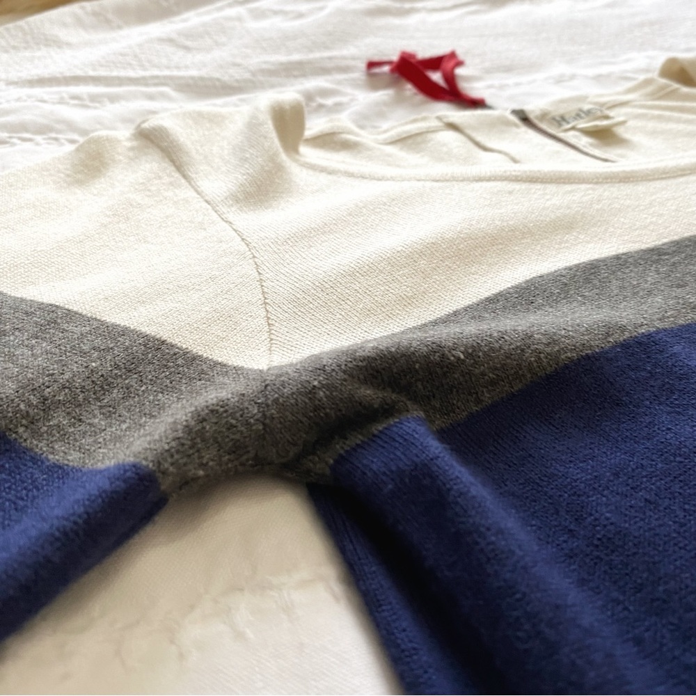 HATLEY CREAM GREY NAVY STRIPED KNITTED LONG SLEEVE DRESS - S - Picture 9 of 14